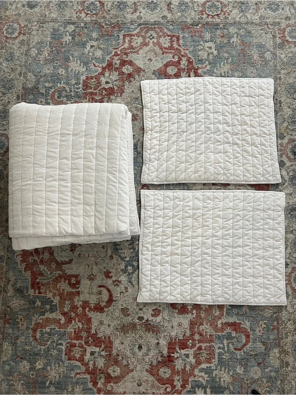 Bundle Threshold Velvet Cotton Cream Full/Queen Bedspread quilt shams standard